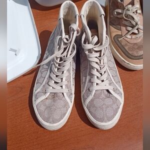 Coach Beige Signature Canvas Low-Top Sneakers